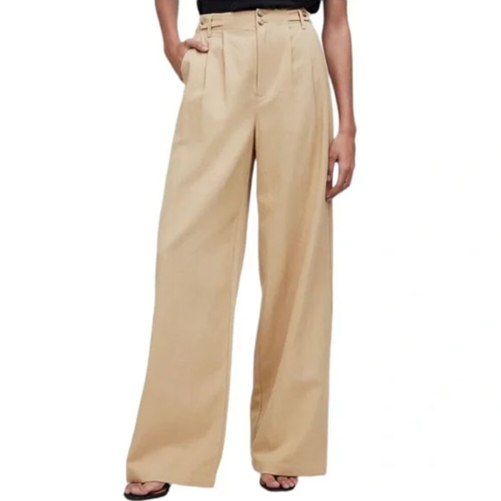 NWT Madewell The Harlow Wide-Leg Pant 0 High Waist Pleated Tencel Lyocell NG521
